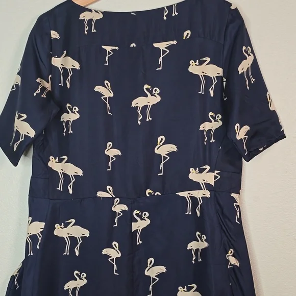 Just Cavalli Swing Midi Dress Navy  100% Silk Short Sleeve Midi Dress Size Small - Picture 6 of 9
